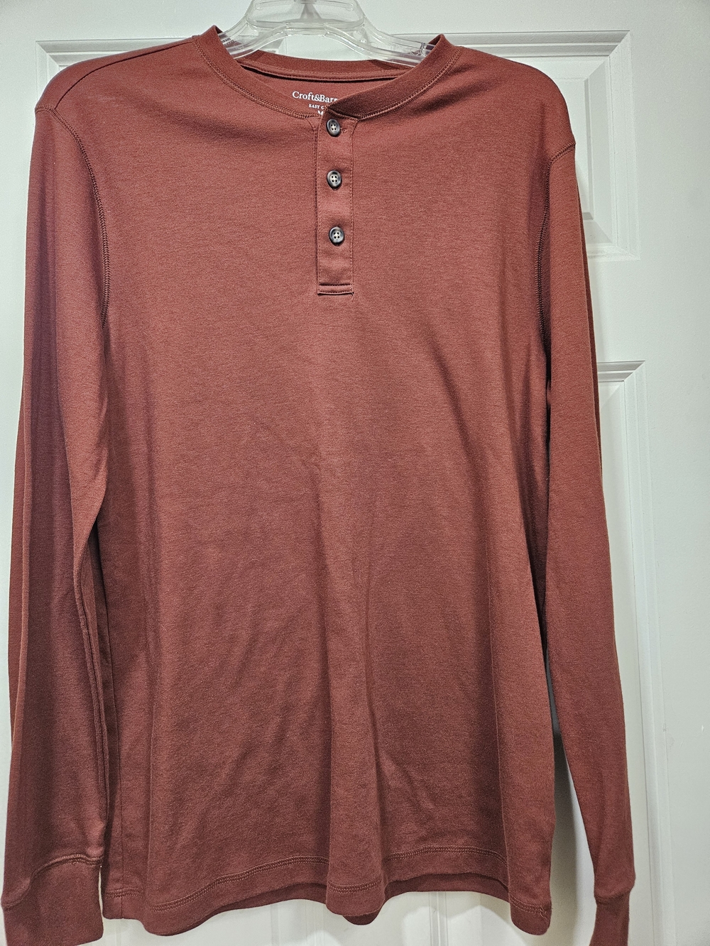 croft & barrow Long-Sleeve Henley in Rust